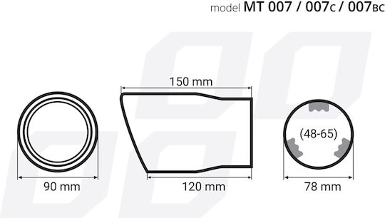 AMiO Exhaust Muffler for Universal 48-65cm Titanium