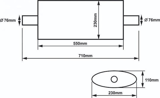 Slide Mid Silencer 304SS 76mm 550mm