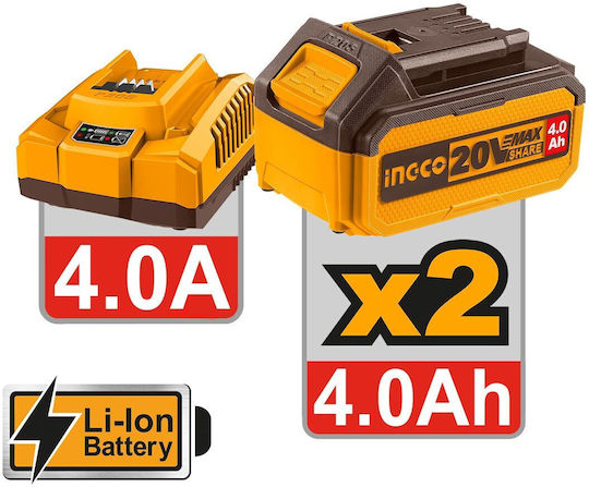 Ingco CIDLI20968E Percussive Brushless Battery Drill Driver 20V 2x4Ah