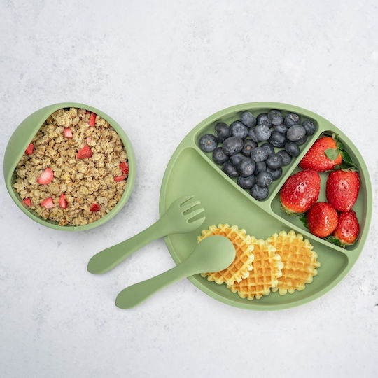 AppeKids Set Essgeschirr aus Silikon Grün 4Stück