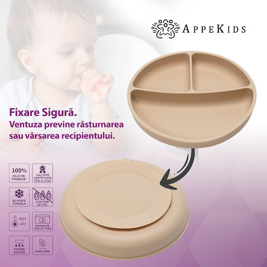 AppeKids Set Essgeschirr aus Silikon Beige 5Stück