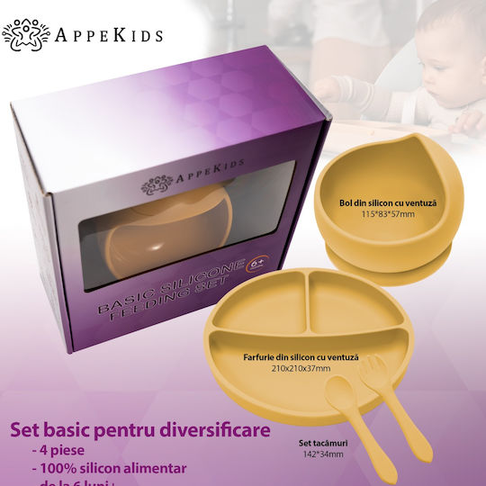 AppeKids Set Essgeschirr aus Silikon Beige 4Stück