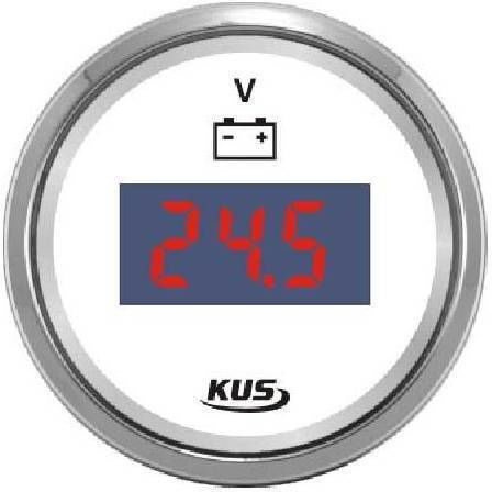 Eval Bootsvoltmeter Edelstahl-Digitalvoltmeter 8-32V Weiß