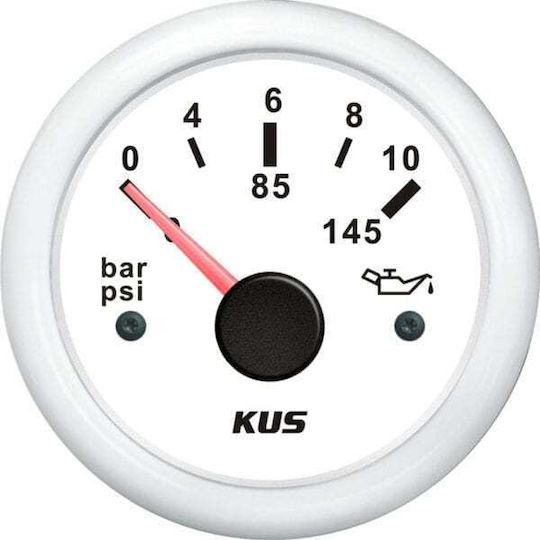 Eval Boat Oil Pressure Measurement Instrument Oil Pressure Gauge 10Bar White
