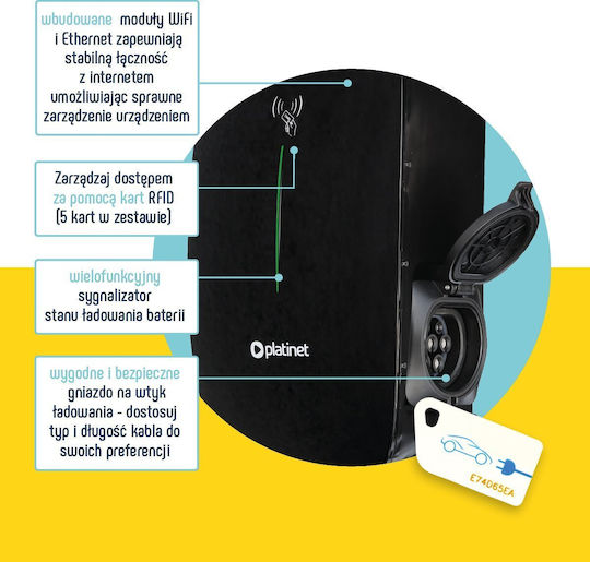 Platinet Wandmontiert Elektroauto-Ladestation 11kW Typ 2
