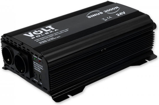 Volt Polska Car Power Inverter Pure Sinewave 1500W for Conversion of 24V DC to 230V AC