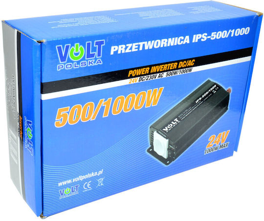 Volt Inverter Αυτοκινήτου Τροποποιημένου Ημιτόνου 1000W για Μετατροπή 12V DC σε 230V AC