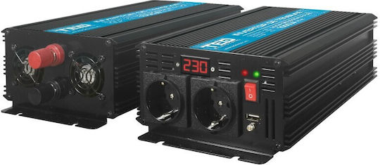TED Electric Инвертор за кола Чиста синусоидална вълна 1000W за преобразуване на 12V DC в 230V AC