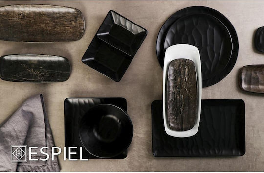 Espiel Black Wood Serving Platter Rectangular Brown 33.5x13.5cm