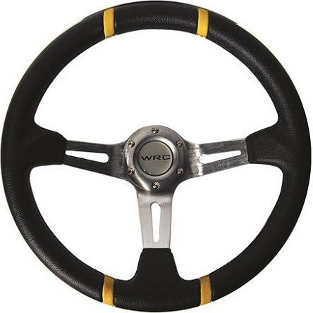 Autoline Car Steering Wheel with 35cm Diameter Yellow/Yellow
