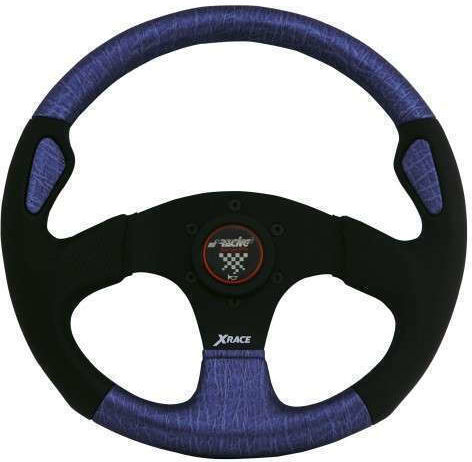 Simoni Racing Τιμόνι Αυτοκινήτου X-Race Δερμάτινο Τριάκτινο Μαύρο/Μπλε