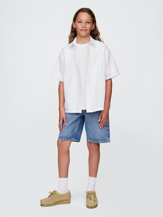 Kinder Hemd Kurzarm Leinen Off White