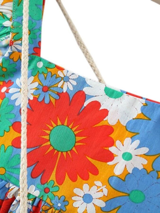Kinderkleid Ärmellos Blumen Colorful