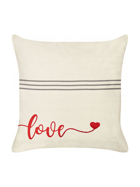 Set 2 Cushions Embroidered Cotton Beige Plumeria 45 X 45 Cm Lumarko