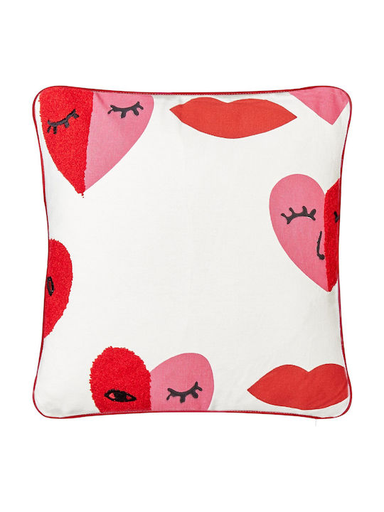 Set 2 Cushions with Embroidery Cotton White Periwinkle 45 x 45 cm Lumarko