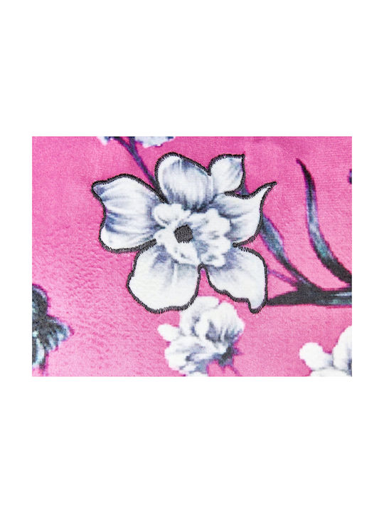 Set 2 Velvet Embroidered Cushions Fuchsia Koeleria 45 X 45 Cm Lumarko