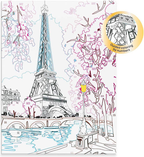 HappiHobbi Ζωγραφική Paint & Frame Paint By Numbers Spring Paris για Παιδιά 12+ Ετών