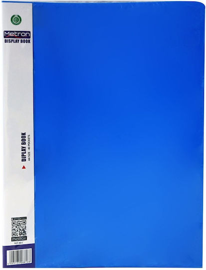 Metron Clipboard Flexible with 40 plastic sleeves Slides for Paper A4 Blue 1pcs