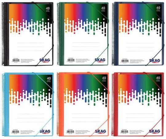Skag Spiral Notebook A4 40 Sheets Elastic & Pocket Various Colors 305341 Skag