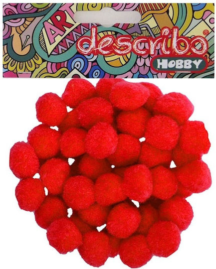 I-Mondi Pom Pom Handwerk Rot mit Durchmesser 25mm Set 50Stück