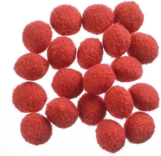 Next Pom Pom de Artizanat Roșu cu Diametru 10mm Set 100buc