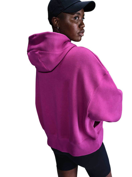 Long Women's Sweatshirt Hooded Fuchsia
