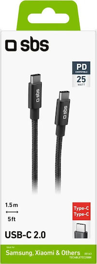 SBS USB 2.0 Cable USB-C male - USB-C 25W PD Γκρι 1.5m