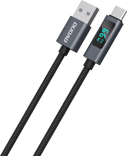 Dudao LED USB 2.0 Cable USB-C male - USB-A 66W PD Μαύρο 1m 304004-185909