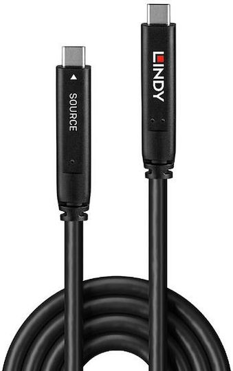 Lindy USB 2.0 Cable USB-C male - USB-C 60W PD Μαύρο 8m 43393