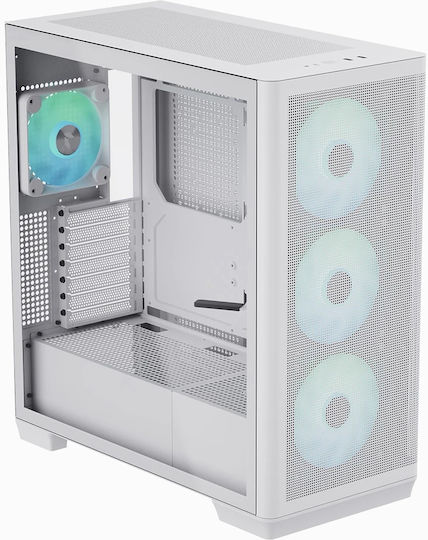 APNX C1-R v1 Gaming Midi Tower Computer Case with Side Window and RGB Lighting White