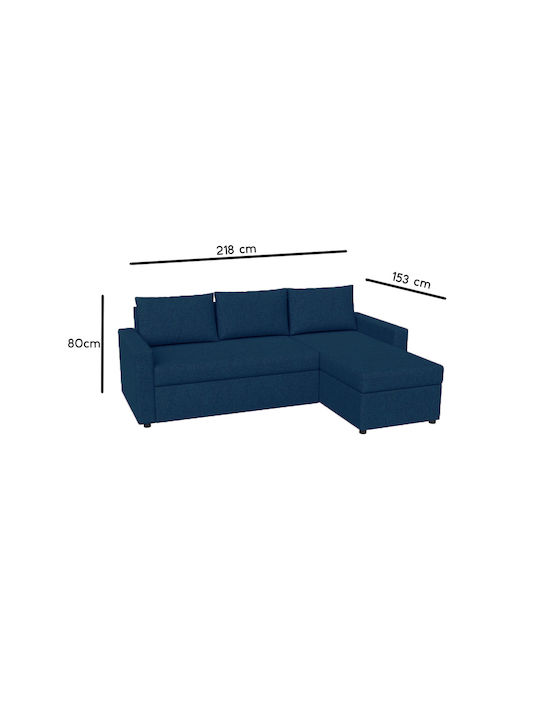 Concept Colțar Canapea Pat cu Unghi Reversibil și Spațiu de Depozitare Albastru 218x153x80 cm