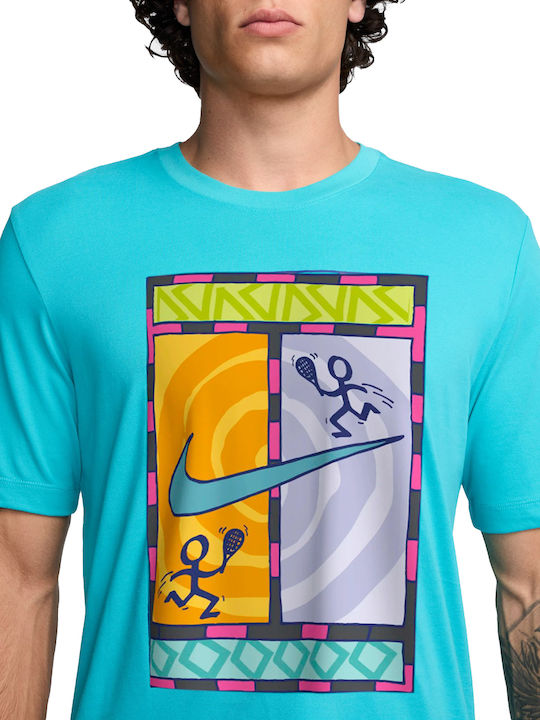 Nike NikeCourt Dri-FIT HJ3470-345 Men's Blouse Turquoise