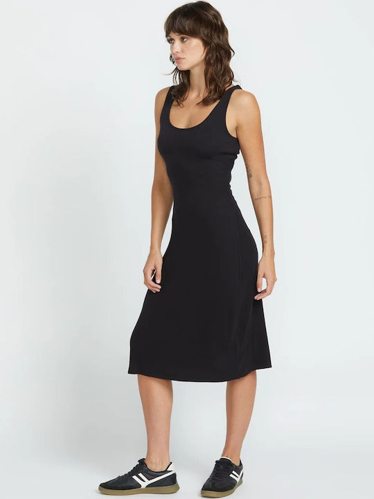 Rizzled Dress Midi Φόρεμα Μαύρο