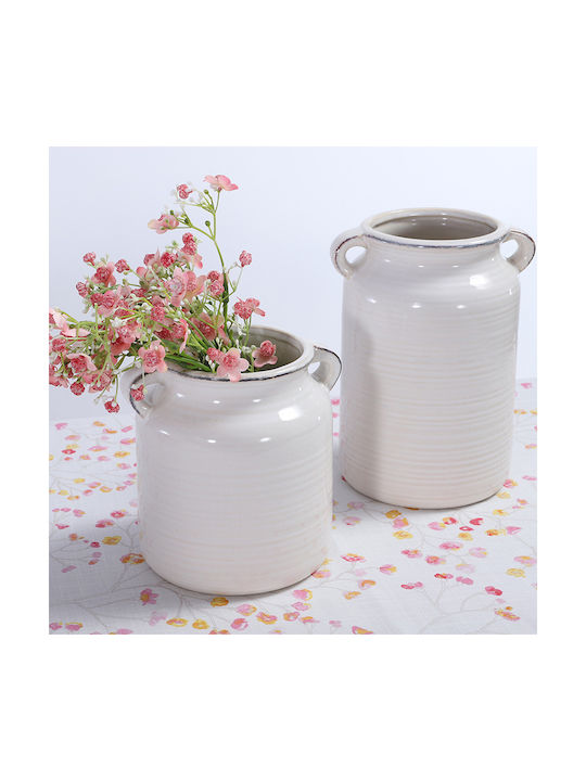 Nef-Nef Homeware Διακοσμητικό Βάζο Κεραμικό Εκρού Φ15.5xΥ15.5cm