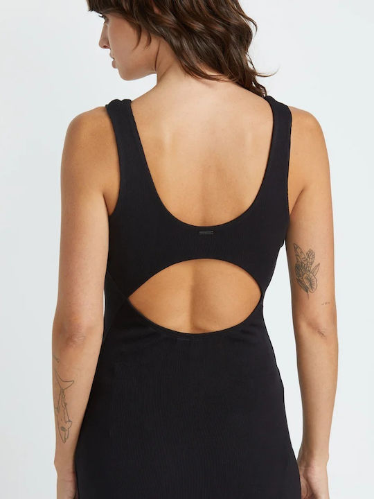 Rizzled Dress Midi Φόρεμα Μαύρο