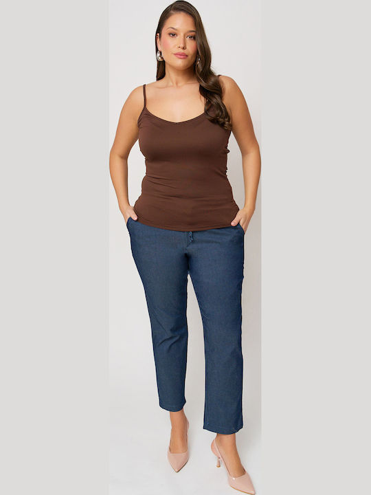 High Waist Women's Jean Trousers in Carrot Fit