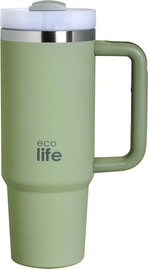 Metall Glas Thermosflasche Rostfreier Stahl / Aluminium BPA Frei 900ml Bay Leaf mit Stroh