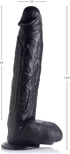 XR Dildo με Όρχεις και Βεντούζα Μαύρο 43cm