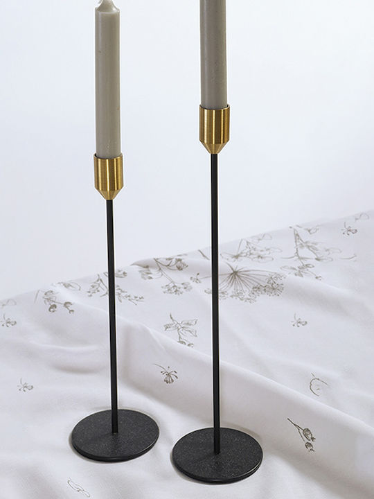 Nef-Nef Homeware Candle Holder Metal in Black Color 8x8x18.5cm 1pcs