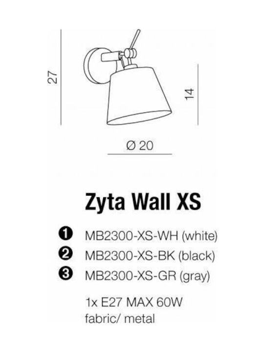 AZzardo Leuchte Wand mit Fassung E27 Silber 60cm