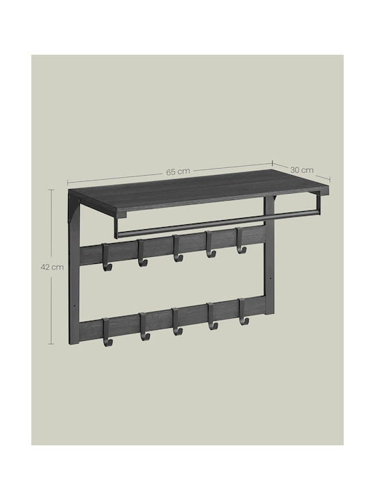 Vasagle Vasagle Metall Wandhalterung Mit 10 Haken Graue 30x65cm