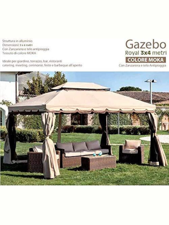 Bakaji Gazebo Garten Braun 3x4m