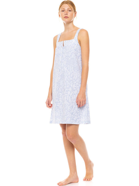 Pink Label Καλοκαιρινό Γυναικείο Νυχτικό Σιέλ, Ice Blue Fleur Pink Label Καλοκαιρινό Γυναικείο Νυχτικό Σιέλ, Ice Blue Fleur