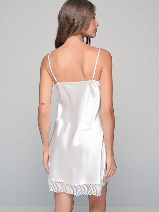 Milena by Paris Χειμερινό Νυφικό Γυναικείο Νυχτικό με String Ιβουάρ