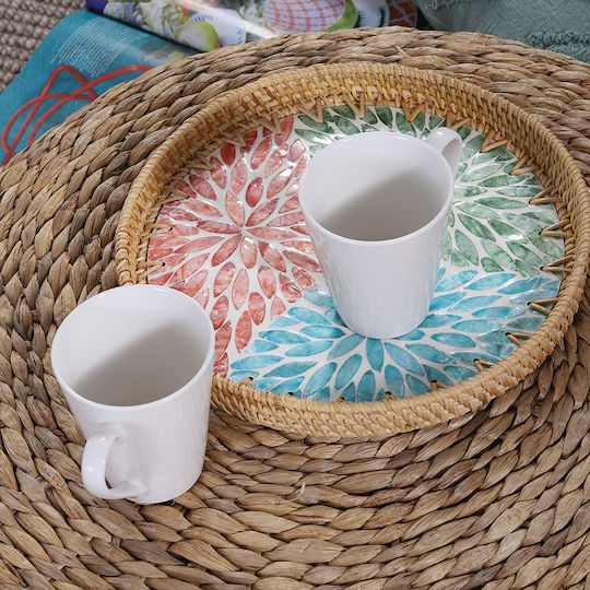 Nef-Nef Homeware Round Serving Tray in Beige Color 28x28x3.5cm 1pcs Nef-Nef Homeware Round Serving Tray in Beige Color 28x28x3.5cm 1pcs