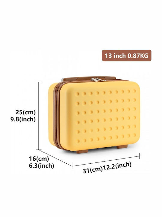 Miss Lulu Geantă de toaletă elegantă Abs+pc 13 inch cu buline carcasă dură galben-maro