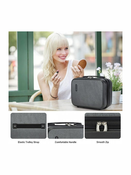 Miss Lulu Hard Shell Cosmetic Case – Durable Travel Makeup Organizer Ykk Zipper Grey