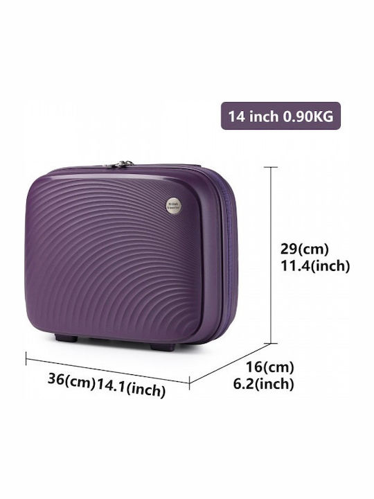 Miss Lulu British Traveller Lightweight 14 Inch Polypropylene Vanity Case Purple