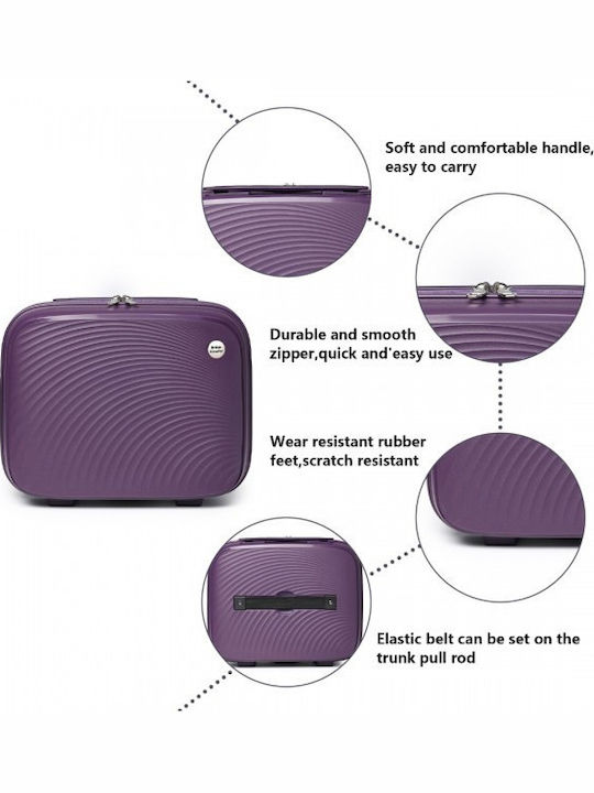 Miss Lulu British Traveller Lightweight 14 Inch Polypropylene Vanity Case Purple