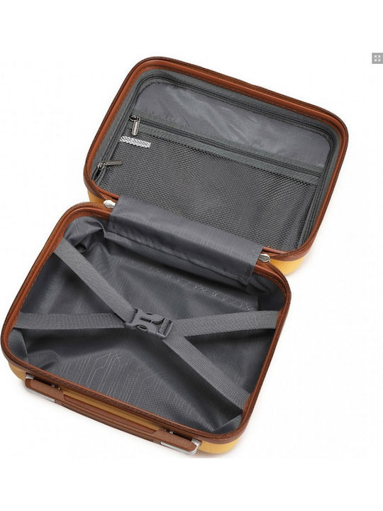 Miss Lulu Geantă de toaletă elegantă Abs+pc 13 inch cu buline carcasă dură galben-maro